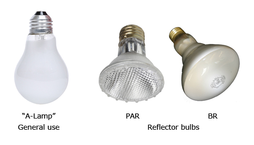 General use A-Lamp, and PAR and BR reflector bulbs