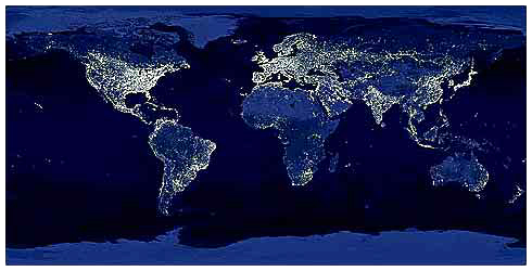 satellite image of earth at night