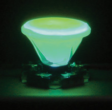 SPE LED with green phosphor